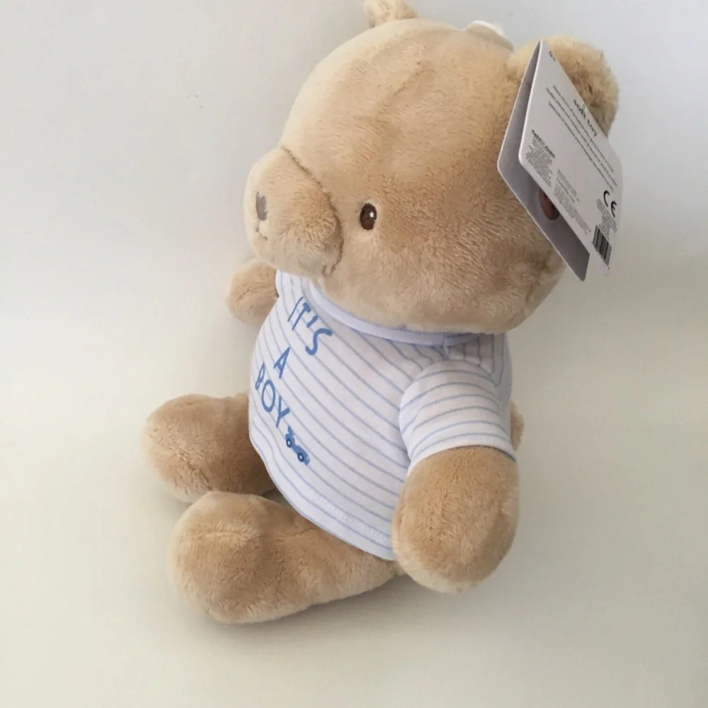 Plush Bear Baby Gift - Beige Bear with Blue “It's A Boy' Shirt” NEW | Little Me
